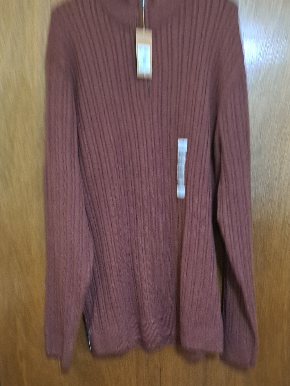 Denver Hayes Zip-Up Ribbed Sweater - Burgundy